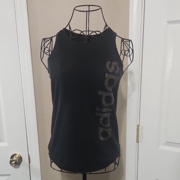 Adidas Black Sleeveless Tank Top with Gray Branding - Picture 5 of 11
